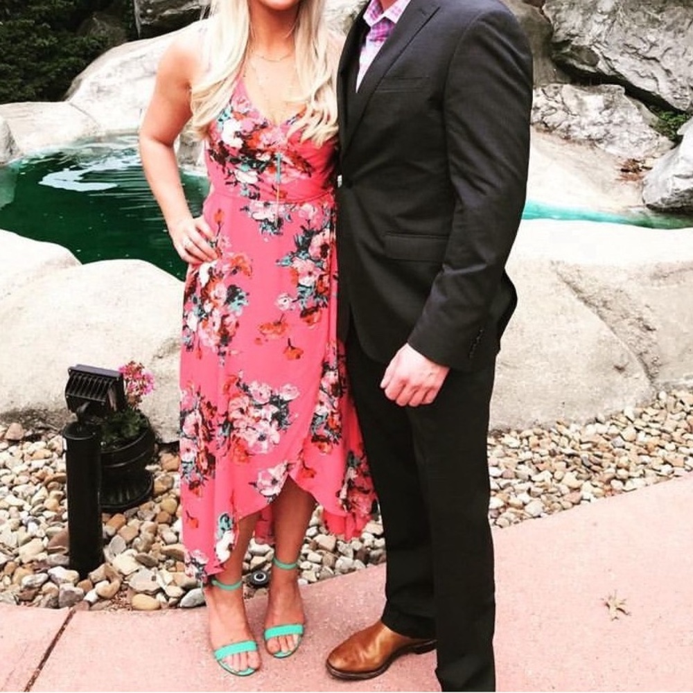 Pink/peach wrap dress